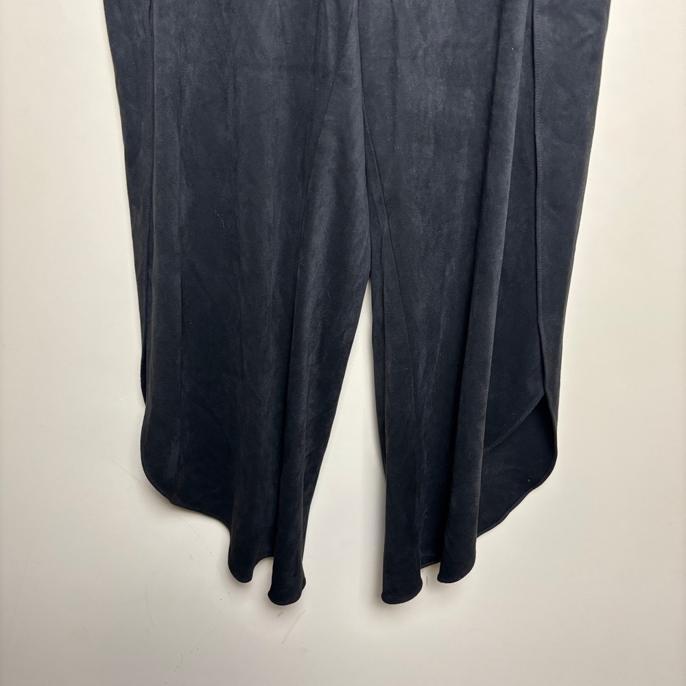 Drew Black High Waist Asymmetrical Tulip Hem Wide Leg Wrap Trouser Pants Women M - Picture 3 of 10